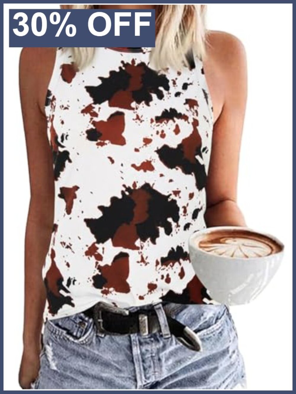Women's Sleeveless Crewneck Tank Top Loose Fit Summer Basic Casual Tee